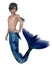 Young Merman with Dark Blue Fish Tail