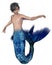 Young Merman with Dark Blue Fish Tail, Swimming