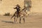 A Young Mexican Charro Cowboy Rounds Up A Herd of Horses Running Through The Field On A Mexican Ranch At Sunrise