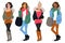 Young modern women of different nationalities, Indian, Asian, European. Vector illustration in flat style