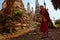 Young monks going to monastery Myanmar, Inthein , Inle Lake