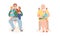 Young Mother and Father Sitting on Chair with Their Child Embracing Vector Illustration Set