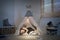 Young mother rests and sleeps in a teepee