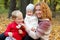 Young mother with two happy children