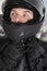 Young motorcyclist man wearing helmet