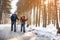 Young mountaineers couple walking on mountain