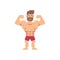 Young muscular bearded man flat illustration. Fitness flat icon