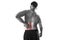 Young muscular body sport man holding sore low back waist are suffering pain in athlete stress