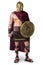 Young muscular man posing in gladiator costume