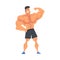 Young Muscular Shirtless Man, Strong Bodybuilder Vector Illustration