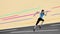 Young muscular woman, runner in motion, training, running. Marathon preparation. Stop motion, animation. Concept of