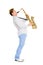 Young musician plays the saxophone