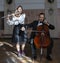 Young musicians of the symphony orchestra Duet