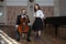 Young musicians of the symphony orchestra Duet