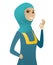 Young muslim business woman showing ok sign.