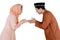 Young muslim couple greeting to each other