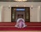 Young muslim girl pray in mosque