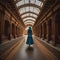 Young muslim woman in the Galleria Vittorio Emanuele II. generative ai