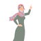 Young Muslim Woman in Hijab Posing for Selfie Smiling for the Camera Showing Thumb Up Vector Illustration