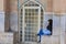 Young Muslim woman talking on the phone, Isfahan, Iran.