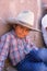 Young Native American boy sitting