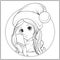 Young nice girl with long hear and Santa Claus hat on her head m