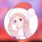 Young nice girl with long hear in Santa Claus hat and scarf make