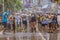 Young and old people were celebrating the last day of Songkran with water games