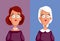 Young and Old Woman Comparison Vector Concept Illustration