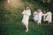 Young pagan Slavic girl conduct ceremony on Midsummer