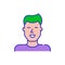 Young pale skinned man. Bold color cartoon style simplistic minimalistic icon for marketing and branding