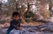 A young Palestinian boy in an olive grove.