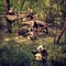 Young Pandas playing and eating