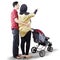 Young parents with a baby stroller