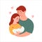 Young parents holding a newborn vector illustration
