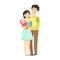 Young Parents With Newborn Kid In Arms, Illustration From Happy Loving Families Series