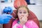 Young patient scared during a dental check-up