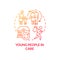 Young people in care red gradient concept icon
