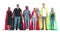 Young people in colorful superhero cloaks standing together.