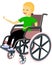 Young people with disabilities AT SCHOOL- GIRL OF A CHILD In a wheelchair - smiling and greeting. Flat characters in isolated