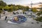 young people have fun at the bike park at the river Rhone promenade.