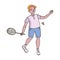 Young people involved in badminton. The game of badminton with a partner.Olympic sports single icon in cartoon style