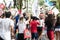 Young people protesting against far-right presidential candidate Jair Bolsonaro, with megaphone posters and many screams