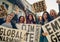 Young people protesting of climate emergency on the street