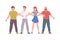 Young People Standing Together Hugging Each Other, Friendship, Solidarity, Cooperation Concept Cartoon Style Vector