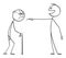 Young Person Mocking or Ridiculing Old Person, Laughing and Pointing at Senior, Vector Cartoon Stick Figure Illustration