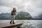 Young photographer by the Austrian lake