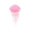 Young, pink marine jellyfish at underwater quick swimming
