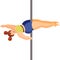 Young plus size woman is dancing Pole dance. Acrobatics on the pole. Body positive