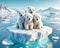 Young Polar Bears North Pole Stranded Global Warming Floating Ice island Melting Climate Change AI Generated